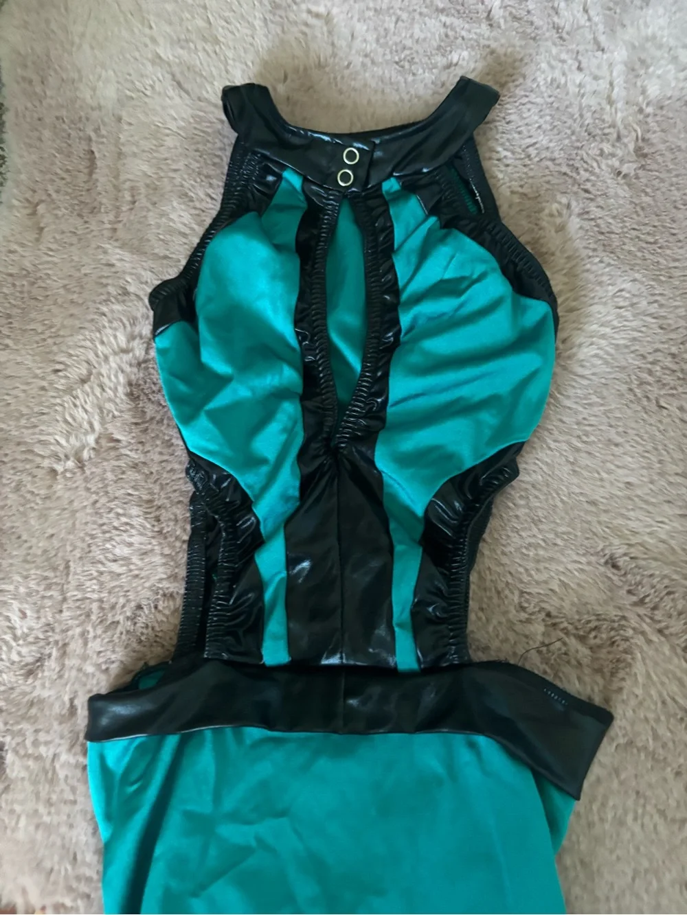 Teal dance leotard/costume with waist cut outs